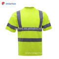Custom Hi Viz Short Sleeves Shirts With Pocket High Visibility Safety T shirt With 5cm Reflective Tapes Lime EN471